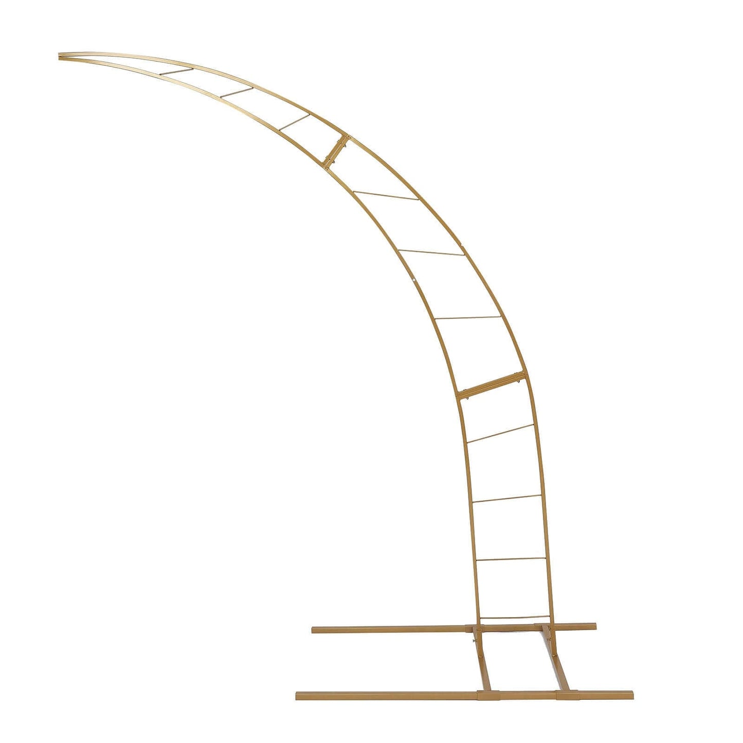8ft Gold Metal Half Crescent Moon Wedding Arbor Frame, Curved Design Arch Flower Balloon Stand