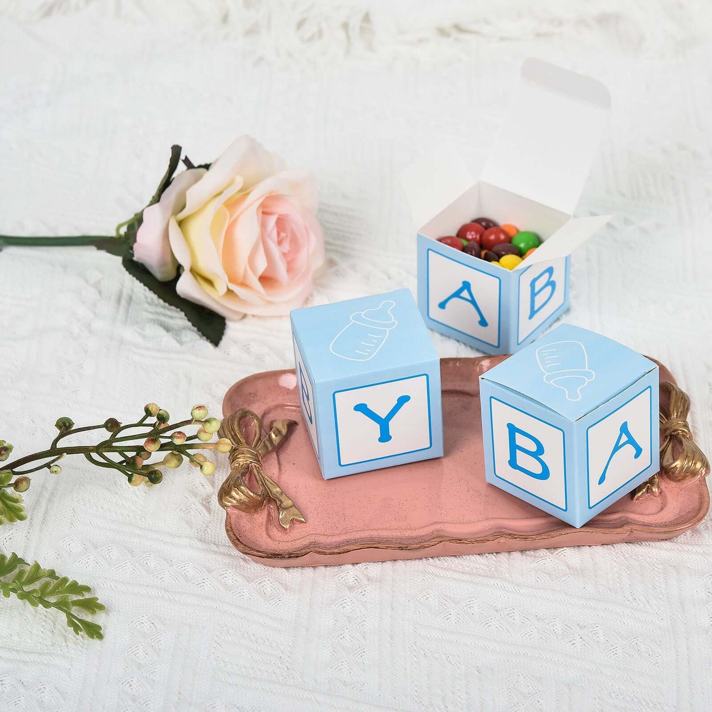 25 Pack 2" Light Blue Baby Shower Party Favor Candy Gift Boxes