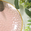 10-Pack Plastic 7" Round Dessert Appetizer Plates in Transparent Blush Hammered Design with Gold Rim - Modern Disposable Salad Plates