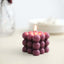 2-Pack Decorative Paraffin Wax Candles Bubble Cube Design Burgundy - Unscented Long Burning Pillar Candle Set 2"