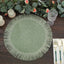 4-Pack Placemats Fringe Edge Design Sage Green Jute Round - Rustic Boho Chic Burlap Table Decor 16"