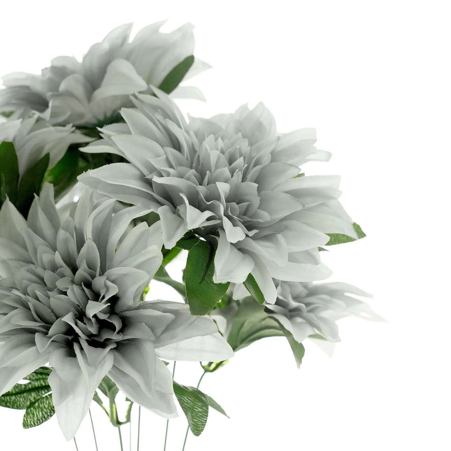 2 Bouquets 20" Silver Artificial Silk Dahlia Flower Spray Bushes