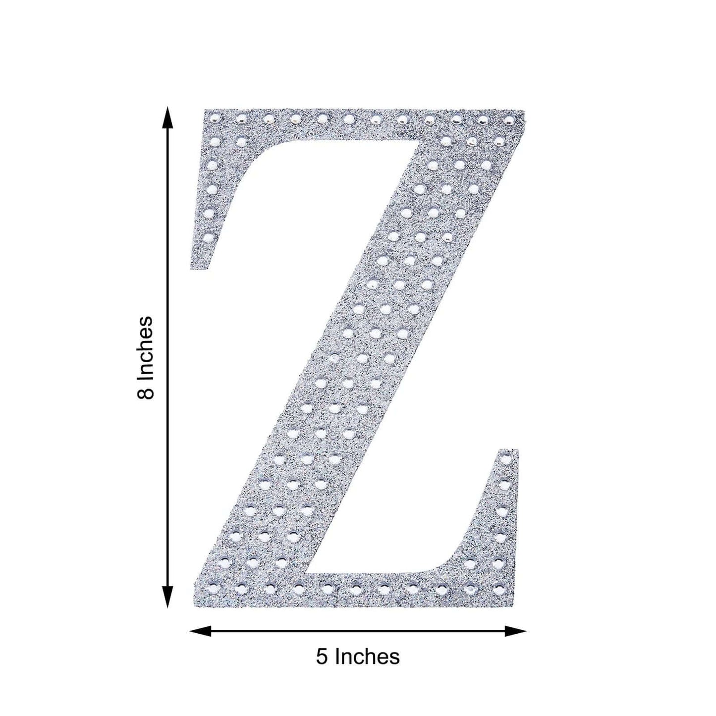 Decorative Rhinestone Alphabet "Z" Letter Stickers, Glitter Adhesive Craft Letters Silver DIY Sparkle Embellishments 8"