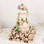 Wooden Cake Stand 14"x14" Square Design Rustic Natural Slices - Farmhouse Display Box Pedestal Riser