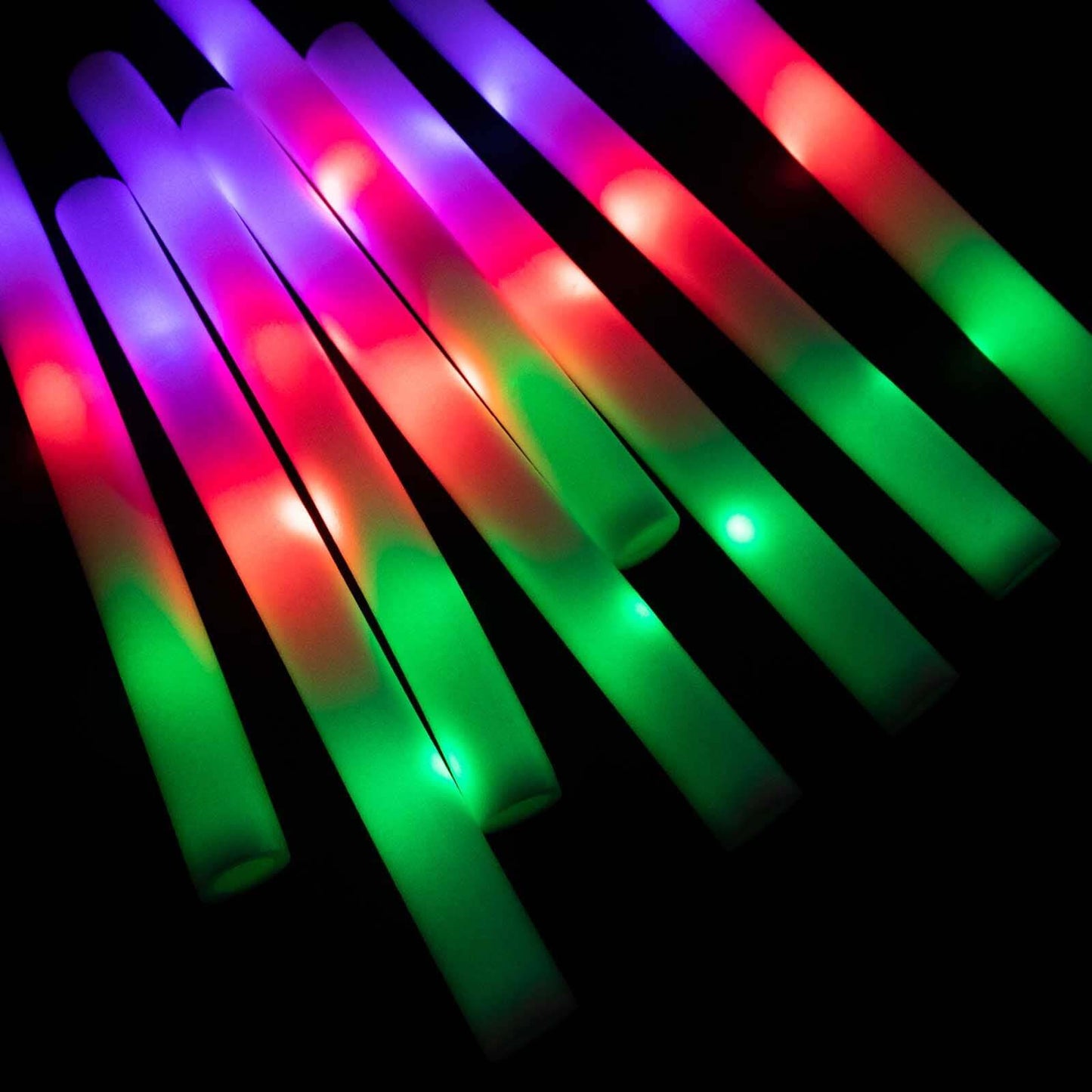 20 Pack Multicolor LED Foam Party Glow Sticks With 3 Flashing Modes, 19" Reusable Battery Operated Light Sticks