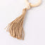 4 Pack Cream Wooden Napkin Rings with Woven Jute Beaded Tassel, Rustic Boho Chic Serviette Buckles