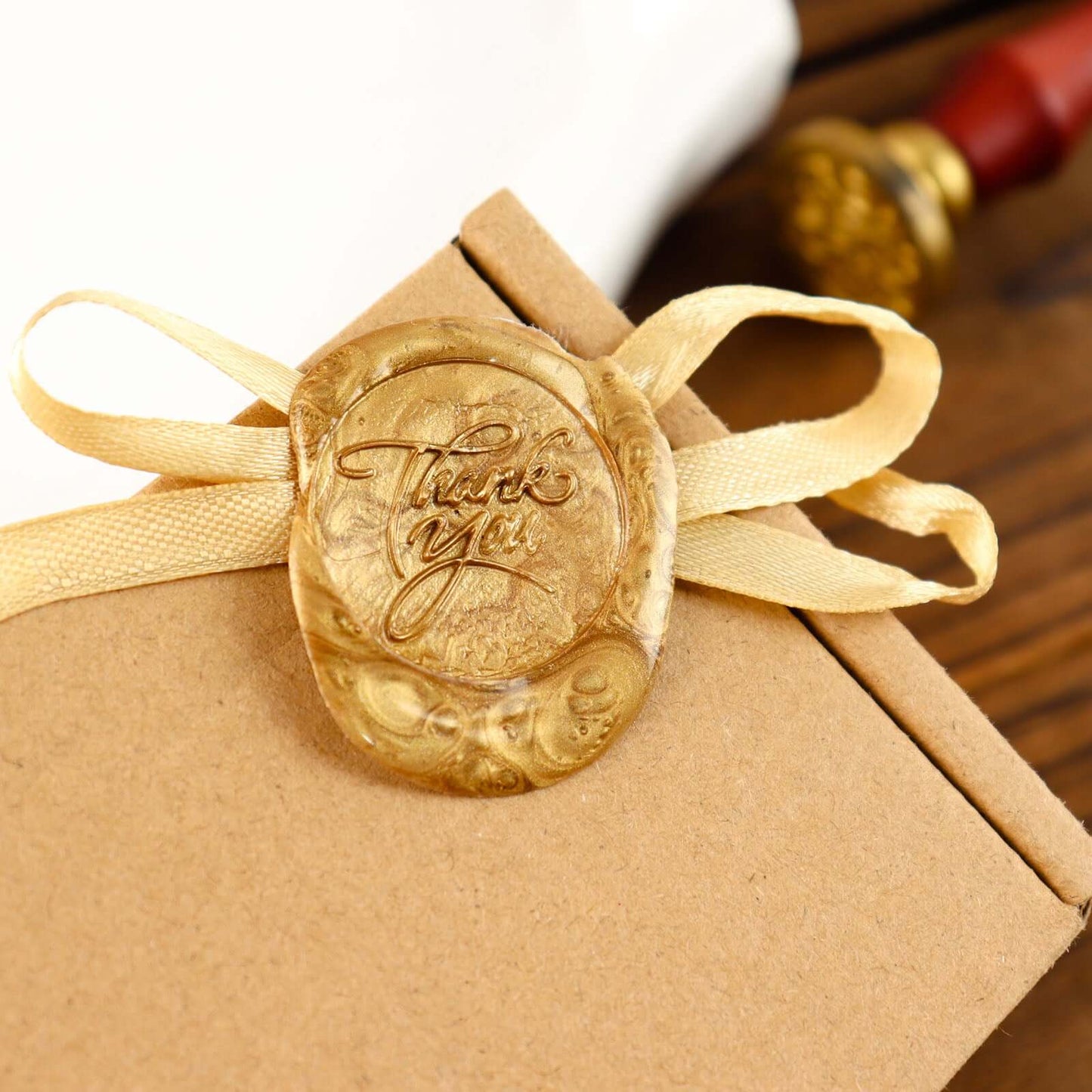 2 Set Wax Seal Stamp Kit Party Favors, Gold Silver "With Love" and "Thank You" Wax Stamp, Wedding Invitation Envelope Letters Mailing Crafts Set