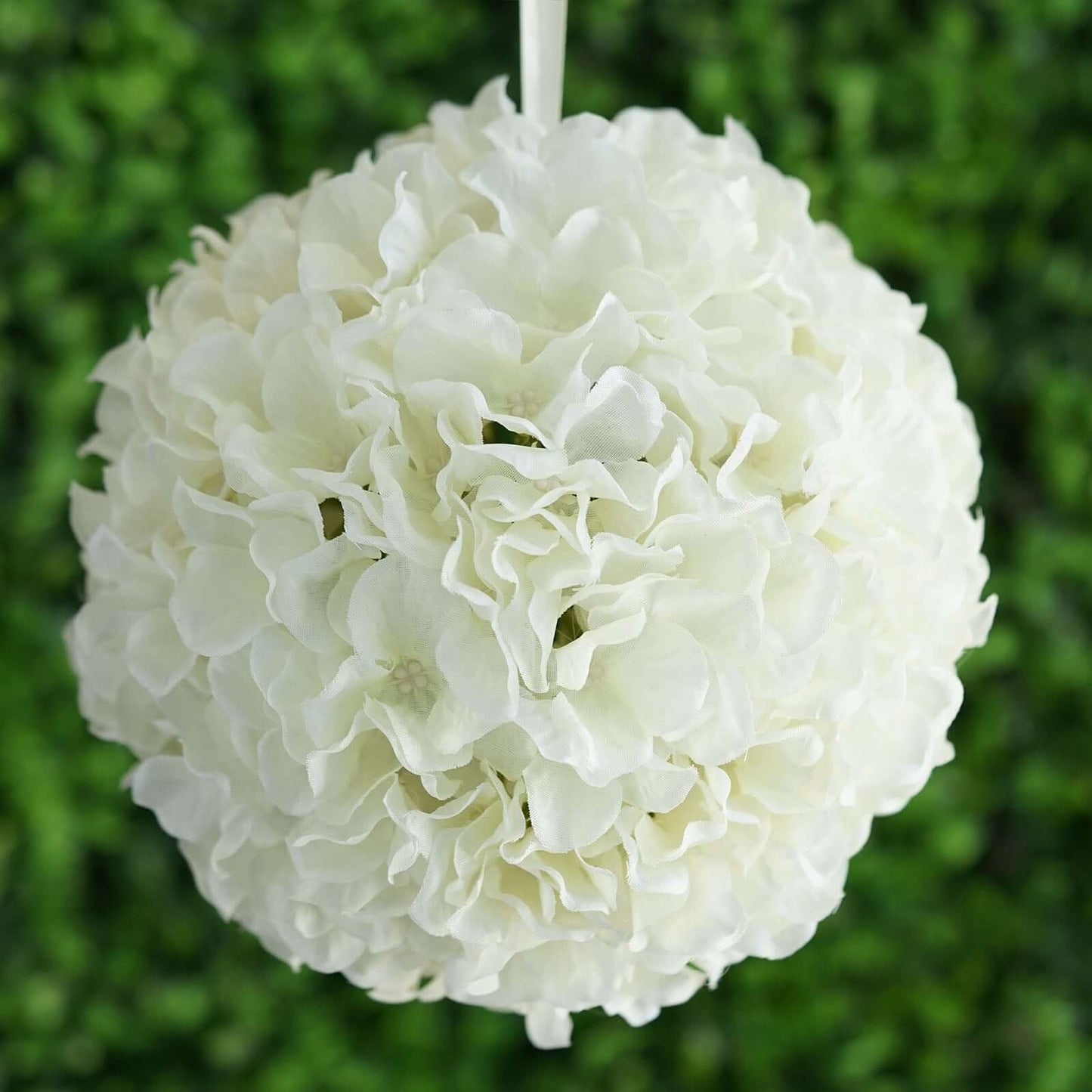 4 Pack 7" Cream Artificial Silk Hydrangea Kissing Flower Balls