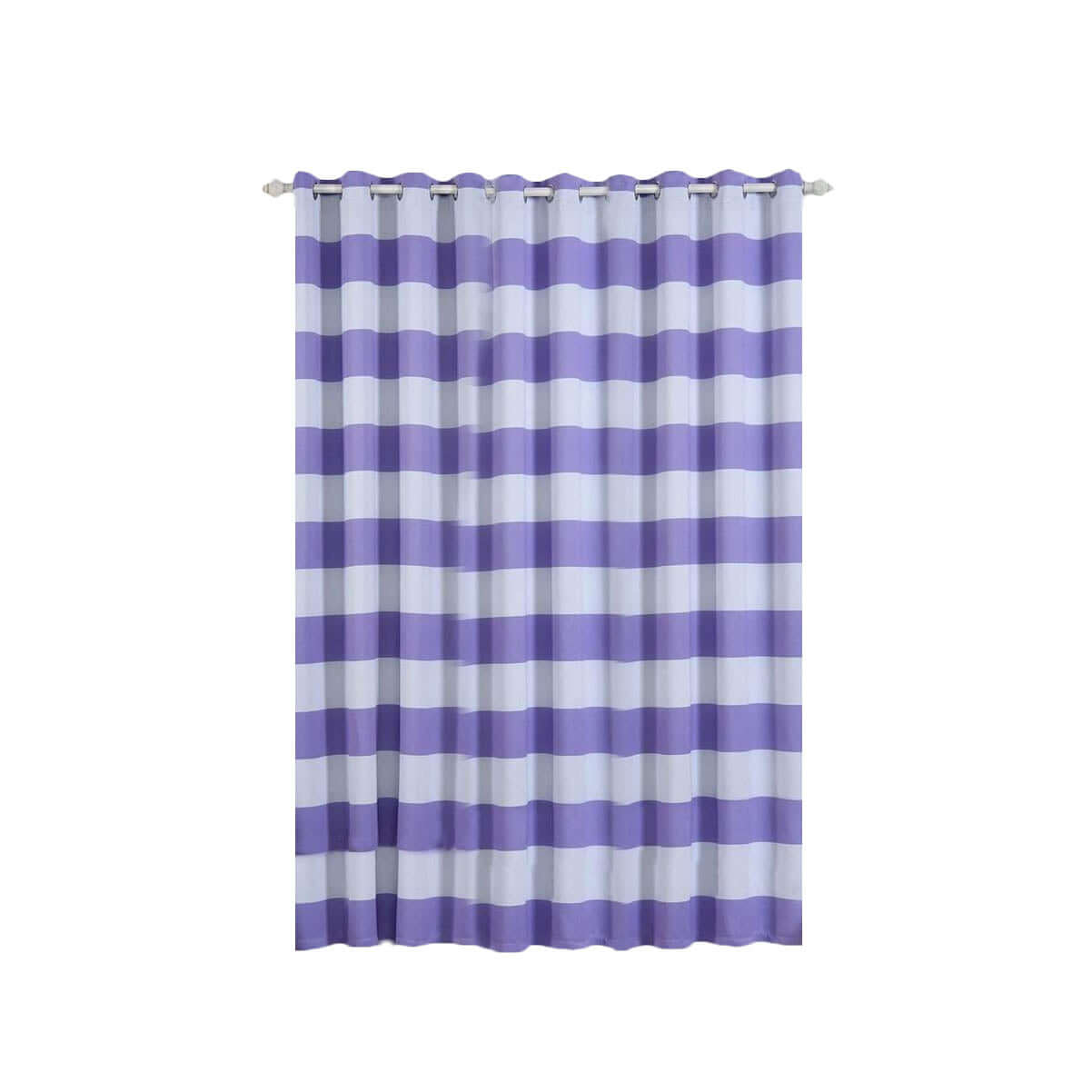 2 Pack White Lavender Lilac Cabana Stripe Thermal Blackout Curtains With Chrome Grommet Window Treatment Panels - 52"x96"