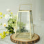 Metal Candle Lantern Trapezoid Geometric Design Gold - Hanging Terrarium Table Centerpiece for Indoor/Outdoor 10"