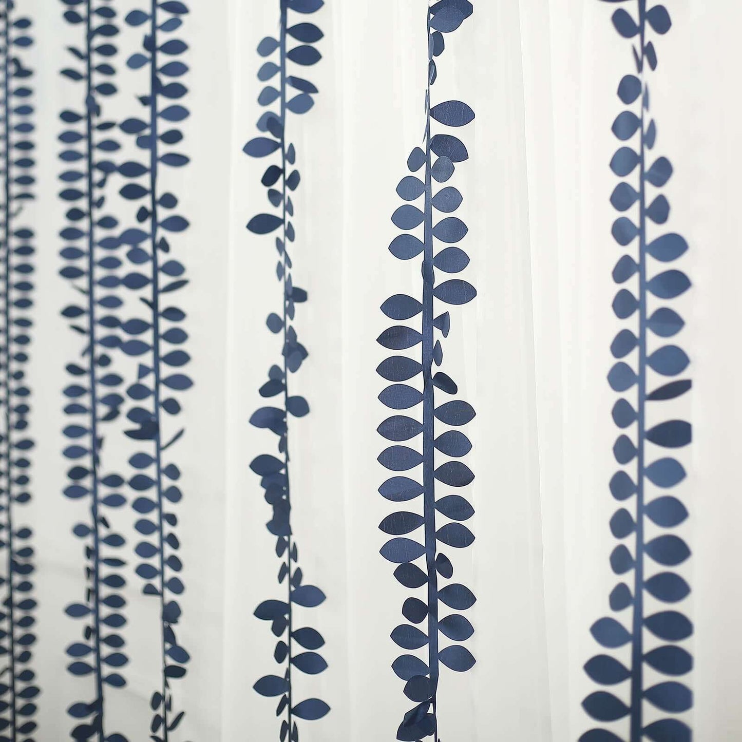 Taffeta Ribbon Sash with 4" Leaf Petal Design Navy Blue 50ft - Sophisticated Artificial Fabric Garland