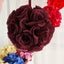 2 Pack 7" Burgundy Artificial Silk Rose Kissing Ball, Flower Ball
