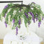 55" Cream Purple Artificial Silk Wisteria Vine Round Hanging Canopy, Draping Garland Flower Chandelier With Interchangeable Branches