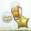 Set of 5 White Gold Round Happy Birthday Mylar Foil Helium Balloon Set, Cheers Beer Mug, Star Balloon Bouquet With Ribbon Birthday Party Decorations