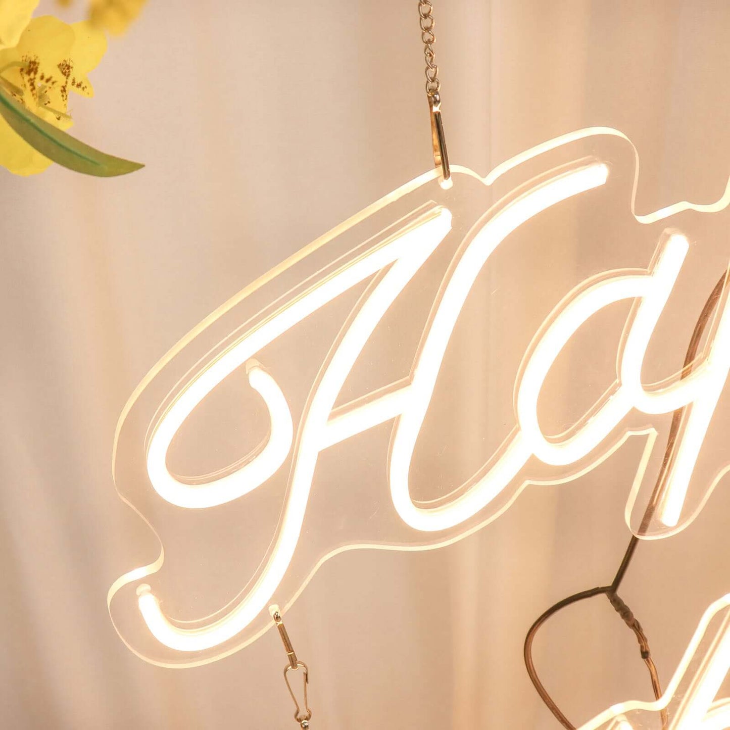 32" Happy Birthday Neon Light Sign, LED Reusable Wall DÃ©cor Lights With 5ft Hanging Chain