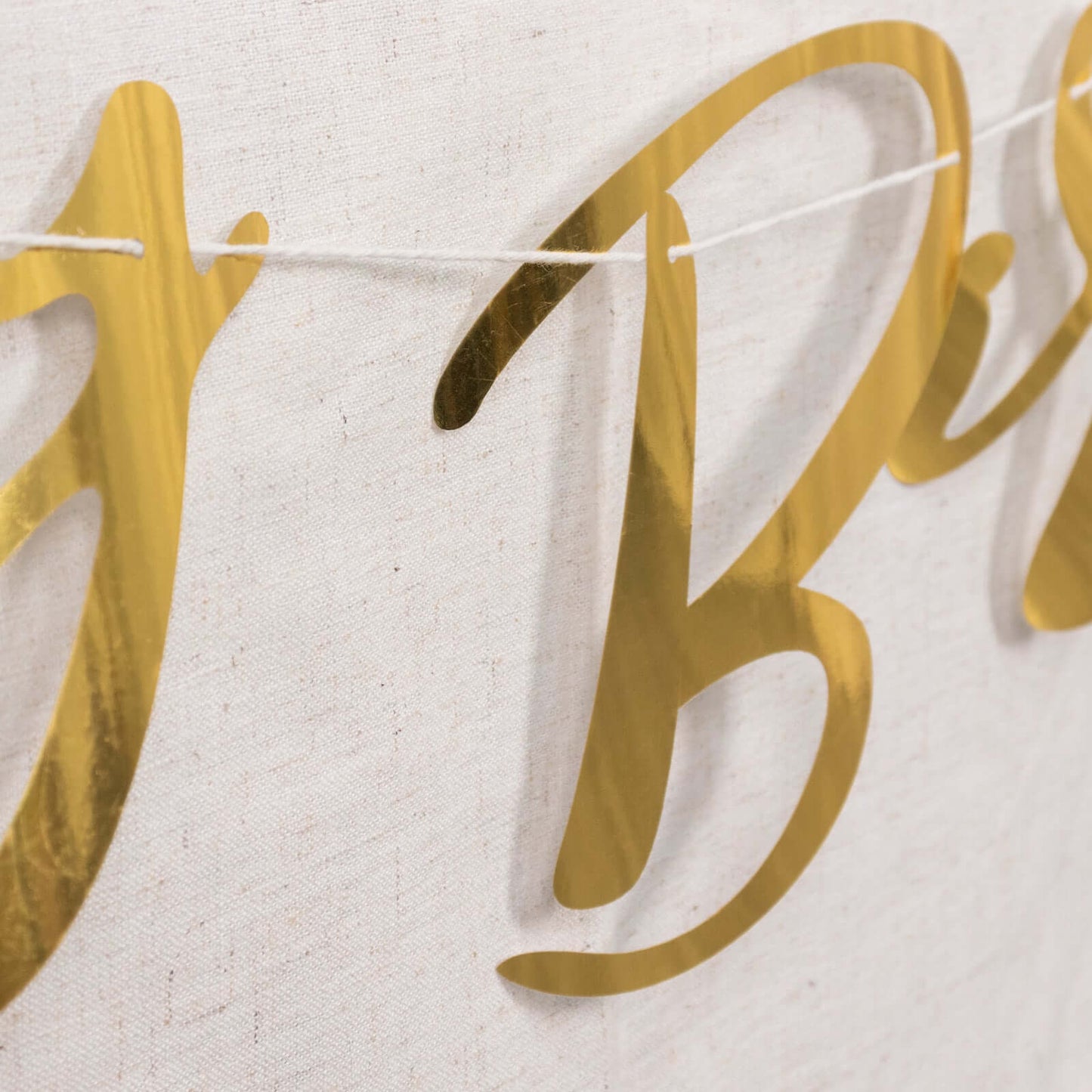 10ft Pre-Strung Metallic Gold Foil "Happy Birthday" Banner, Party Photo Backdrop Hanging Garland - 250 GSM