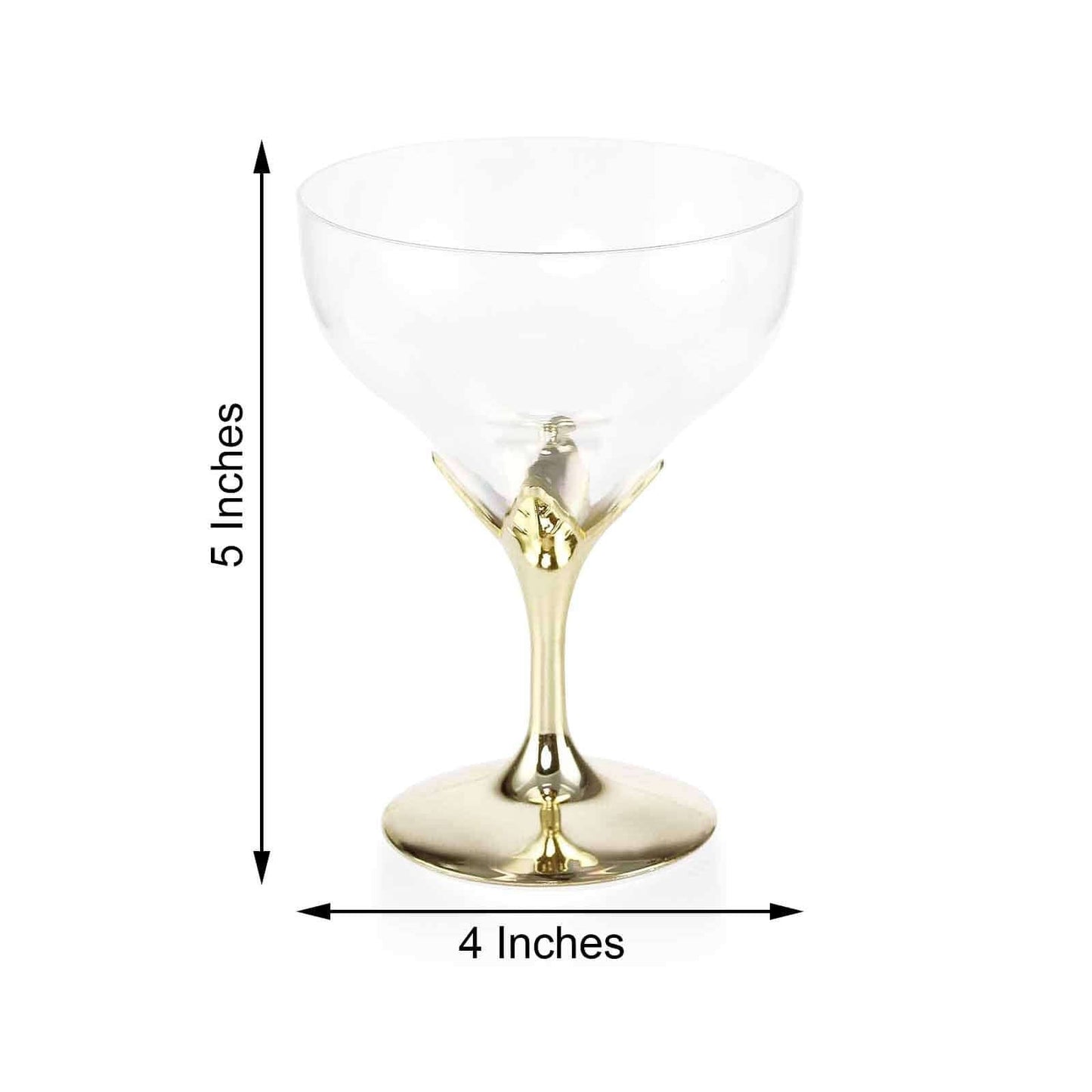 6-Pack Plastic Champagne Glasses Gold Hard Material - Durable Disposable Goblets for Wine 5oz