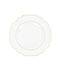 10-Pack Plastic Dessert Appetizer Plates in Clear Baroque Design with Scalloped Gold Rim - Heavy Duty Disposable Salad Plates 8"