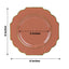 10-Pack Plastic Dessert Appetizer Plates in Terracotta (Rust) Baroque Design with Scalloped Gold Rim - Heavy Duty Disposable Salad Plates 8"