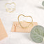 10-Pack Metal Card Holder Stands Double Heart Design Gold - Table Number Stands and Wedding Place Card Menu Clips 1"