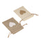 20 Pack 4"x5" Natural Ivory Heart Design Jute Burlap Gift Bags With Drawstring, Rustic Wedding Party Favor Bags