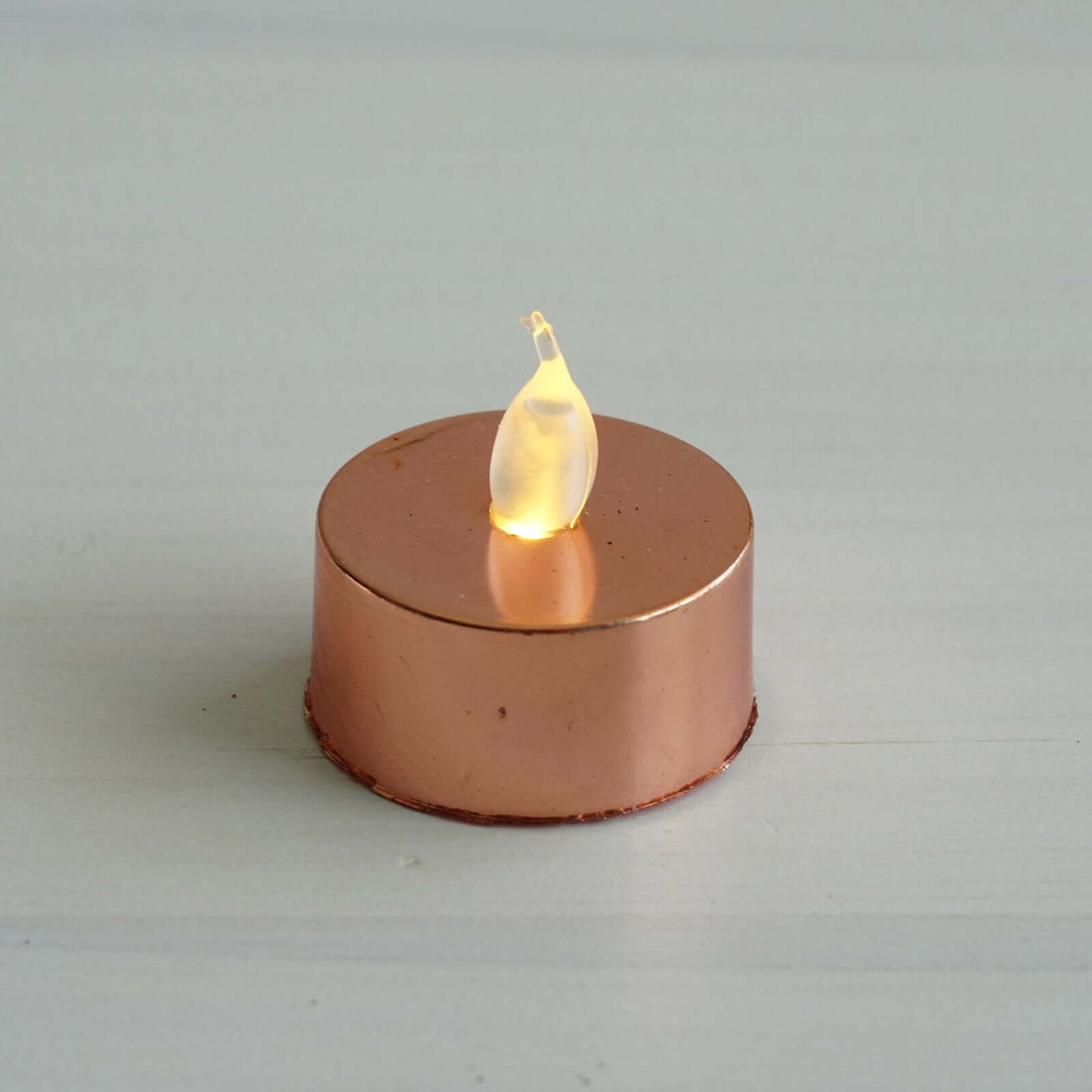 12-Pack LED Tealight Candles Rose Gold Metallic Design - Reusable Flameless Battery Operated Lights