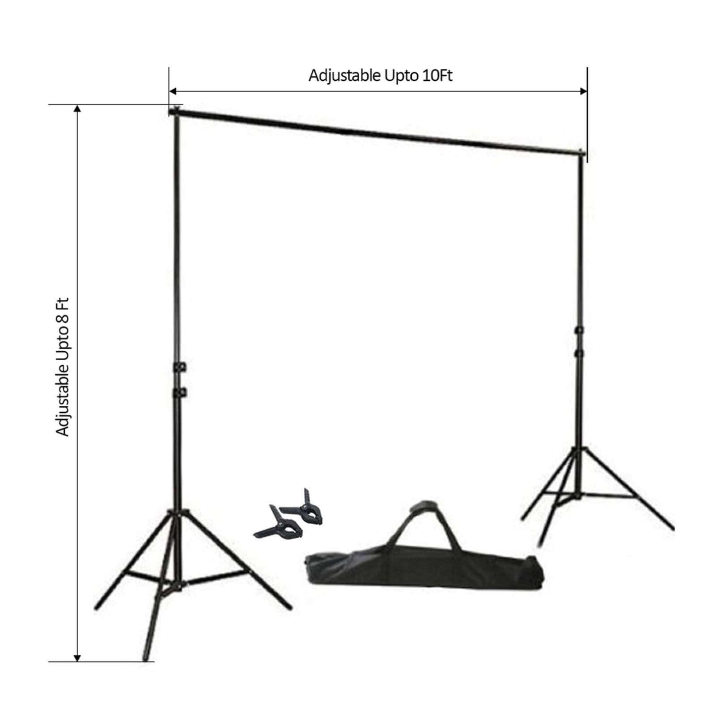 8ftX10ft Metal Adjustable Photography Backdrop Stand Kit and FREE Clips