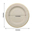25-Pack Paper 10" Round Dinner Plates in Taupe Sunray Design with Gold Rim - Disposable Heavy Duty 350GSM Party Plates