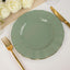 10-Pack Plastic 9" Round Dinner Plates in Dusty Sage Green Ruffled Rim with Gold Edging - Sturdy Disposable Dinnerware