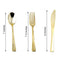 24-Pack Plastic Utensil Set Metallic Gold Classic Heavy Duty - Decorative Disposable Tableware 7", 8"