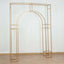 8ft Heavy Duty Gold Metal Rectangular Wedding Arch in Arc de Triomphe Style, 3D Floral Balloon Frame Backdrop Stand