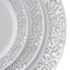 10-Pack Plastic Dinner Plates White with Fancy Silver Lace Rim - Stylish Disposable Plates for Events 10"