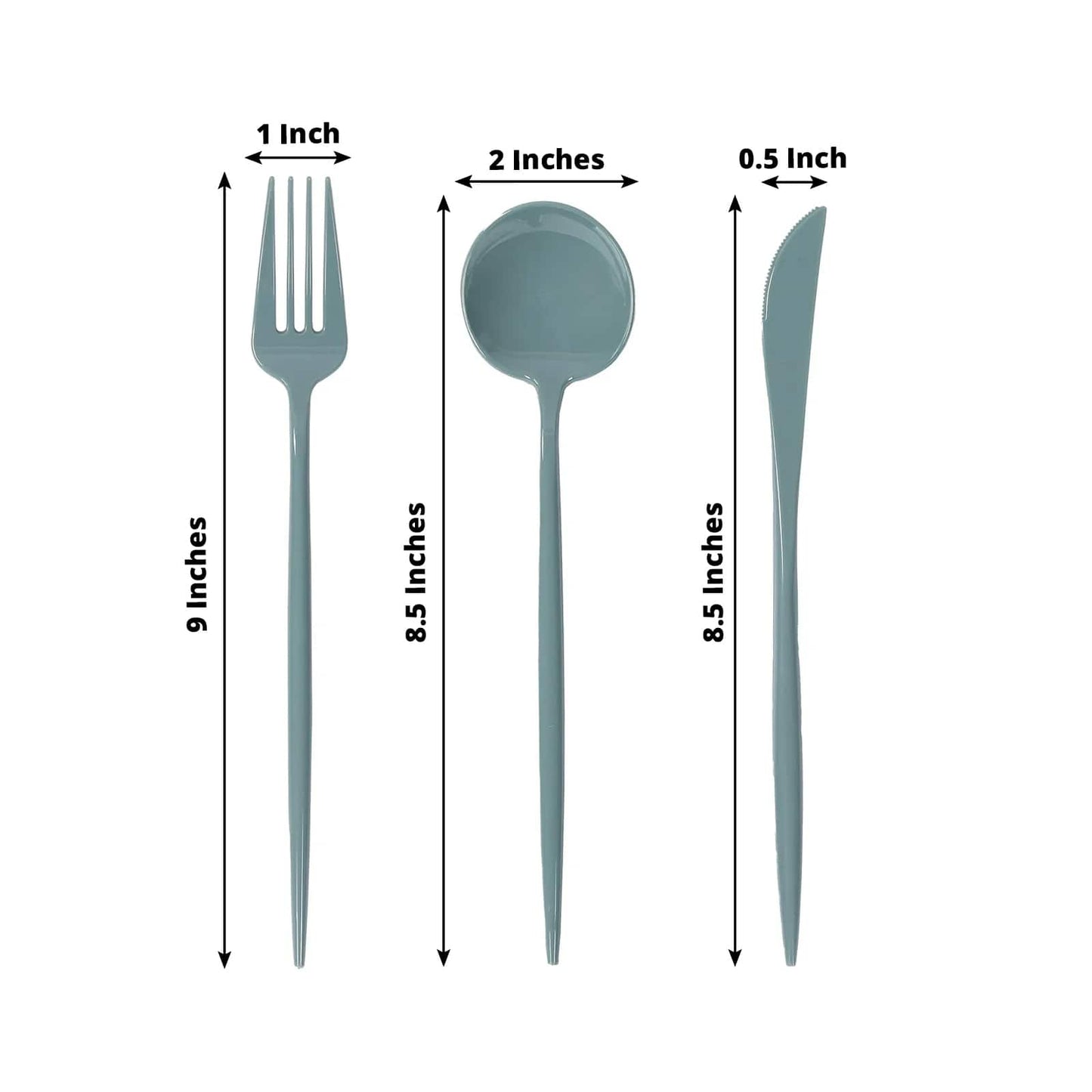 60 Pack Plastic Silverware Set, Dusty Blue Heavy Duty Disposable Sleek Utensil Cutlery