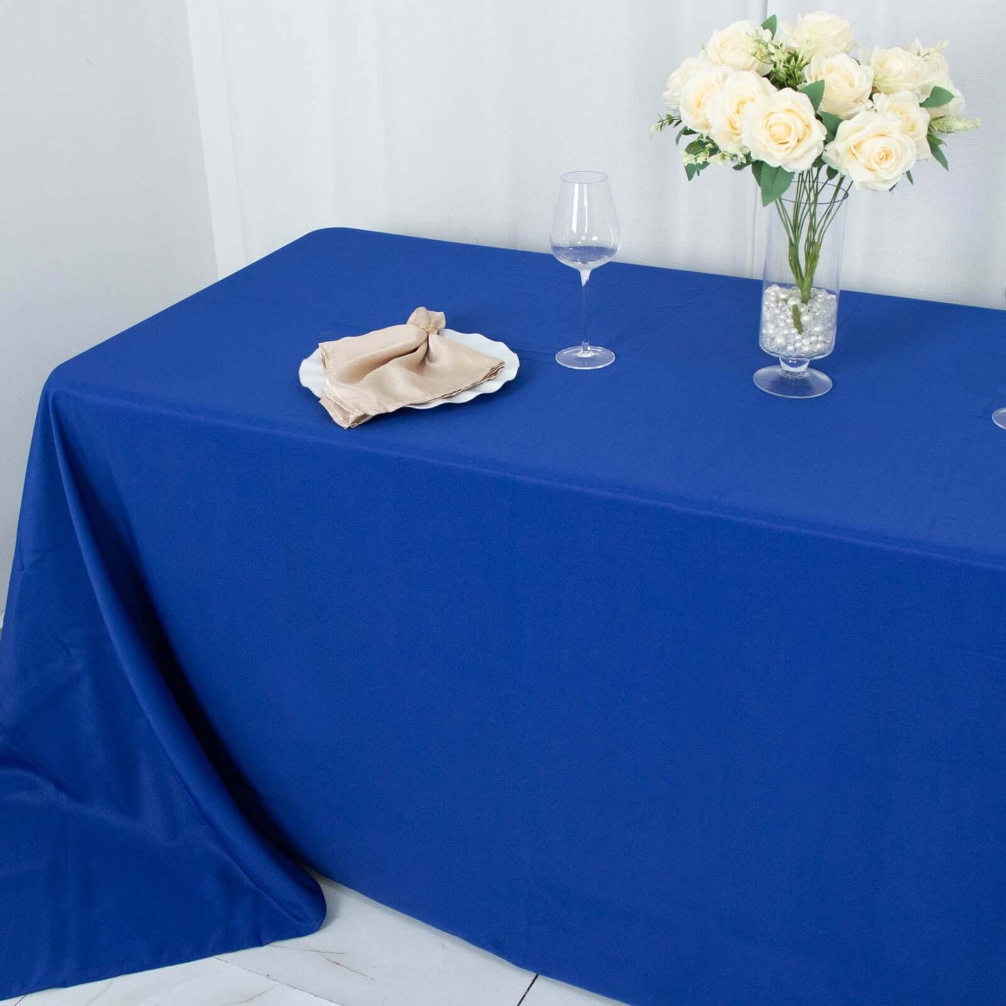 Premium Polyester 90"x132" Rectangle Tablecloth Royal Blue - Seamless 220GSM Stain-Resistant Table Cover