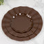10-Pack Plastic Round 6" Dessert Plates in Cinnamon Brown Ruffled Rim with Gold Edging - Sturdy Disposable Salad Appetizer Dinnerware