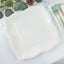 25-Pack Paper 11" Square Dinner Plates in White with Vintage Pottery Embossed Design - Shiny Disposable Serving Plates