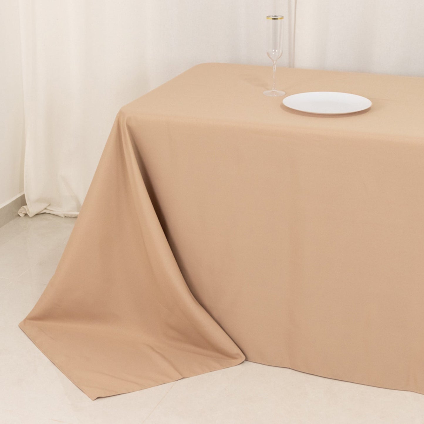 Premium Polyester 90"x156" Rectangle Tablecloth Nude - Seamless 220GSM Stain-Resistant Table Cover