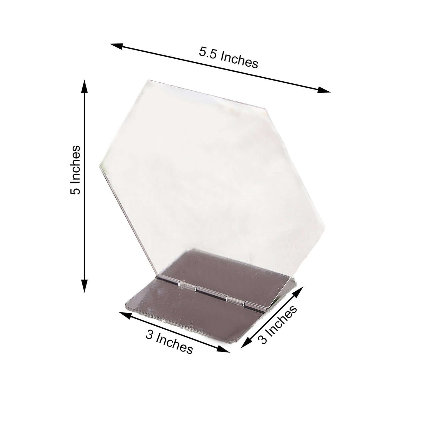 5-Pack Acrylic Table Sign Holders Hexagon Design Silver - Ideal for Modern Event Centerpieces 5"