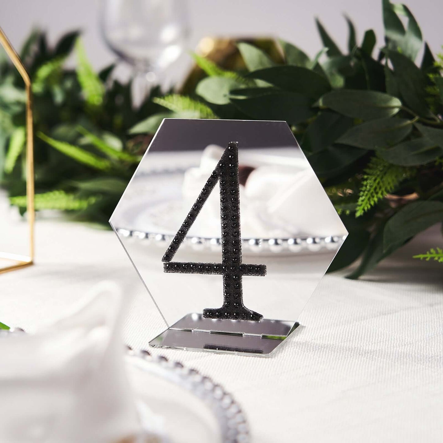 5-Pack Acrylic Table Sign Holders Hexagon Design Silver - Ideal for Modern Event Centerpieces 5"