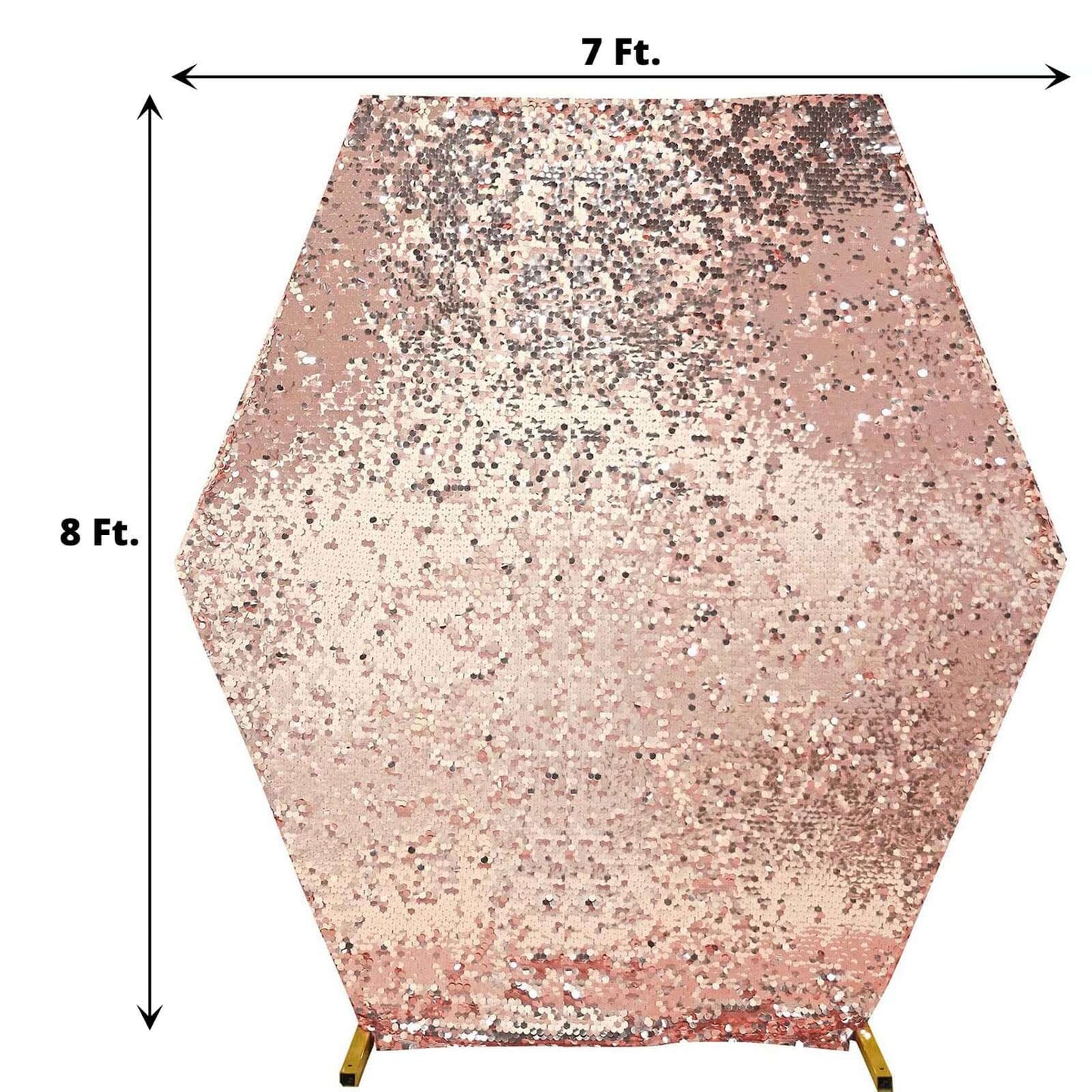 8ftx7ft Rose Gold Big Payette Sequin Sparkly Hexagon Backdrop Stand Cover