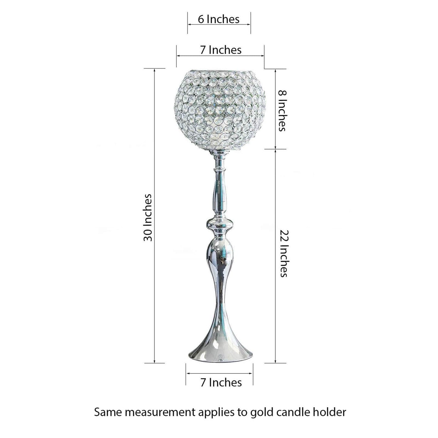 Acrylic Crystal Beaded Goblet Candle Holder Silver - Exquisite Flower Ball Centerpiece Stand for High-End Event Styling 30"