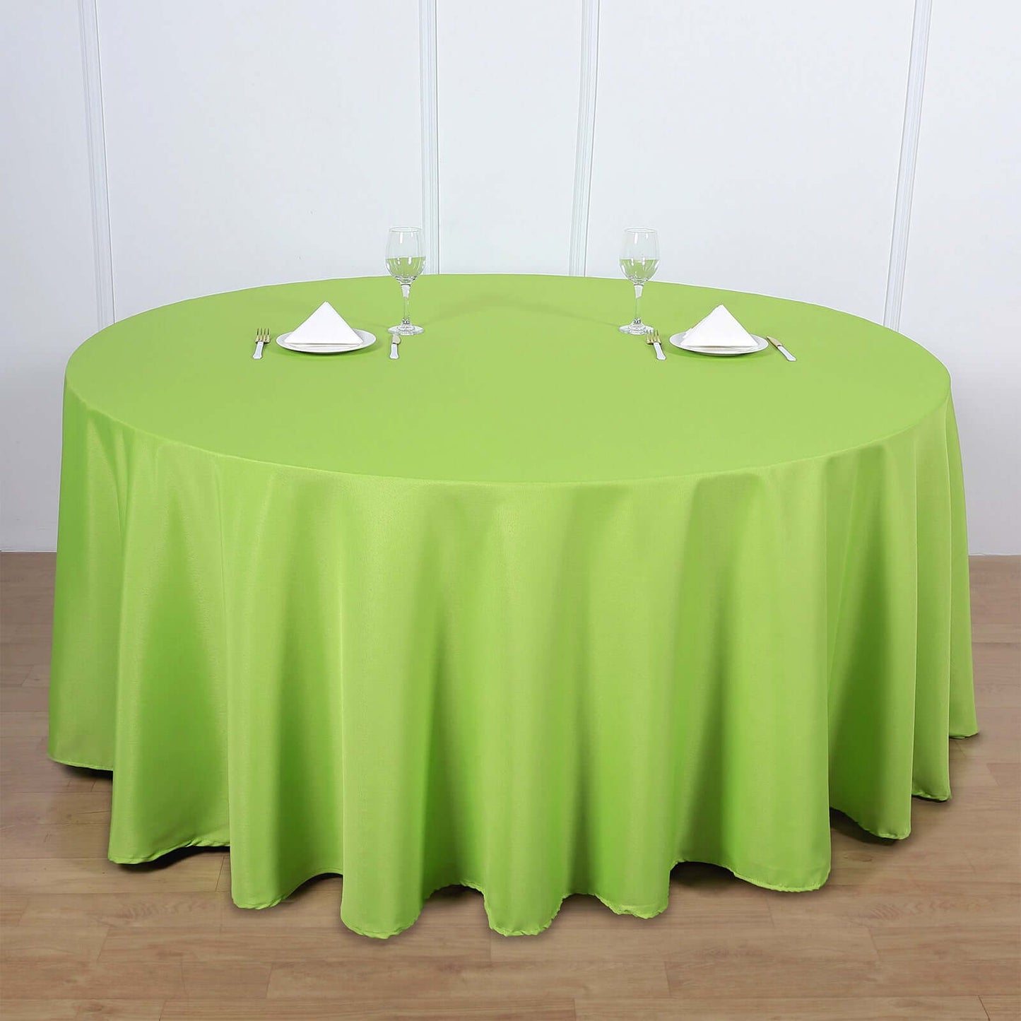 Polyester 120" Round Tablecloth Apple Green - Seamless Wrinkle-Resistant Table Cover