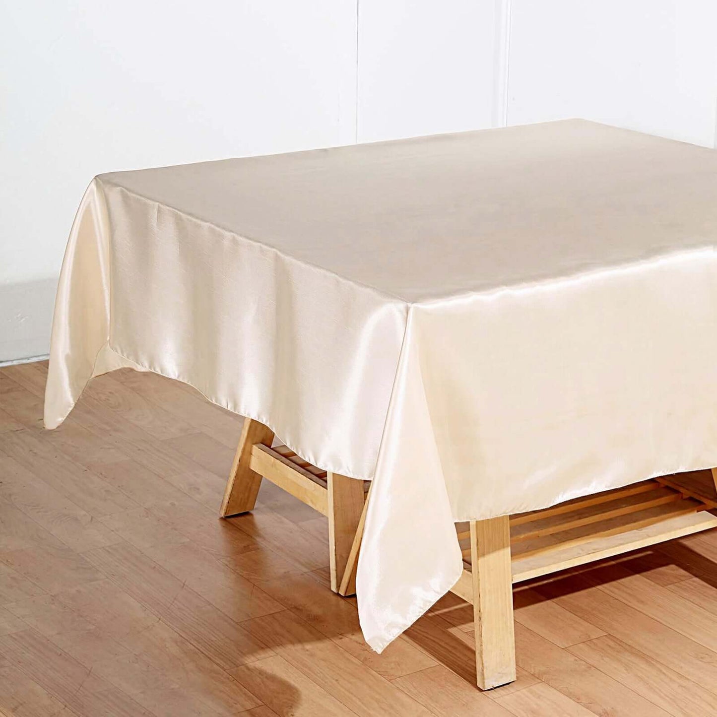 Satin 72"x72" Table Overlay Square Tablecloth Beige - Smooth Finish Table Cover