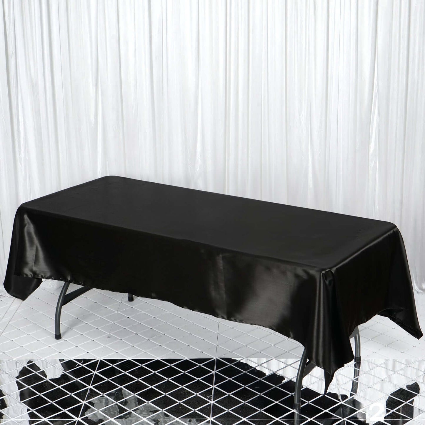 Satin Rectangular 60"x102" Tablecloth Black - Smooth and Lustrous Table Cover