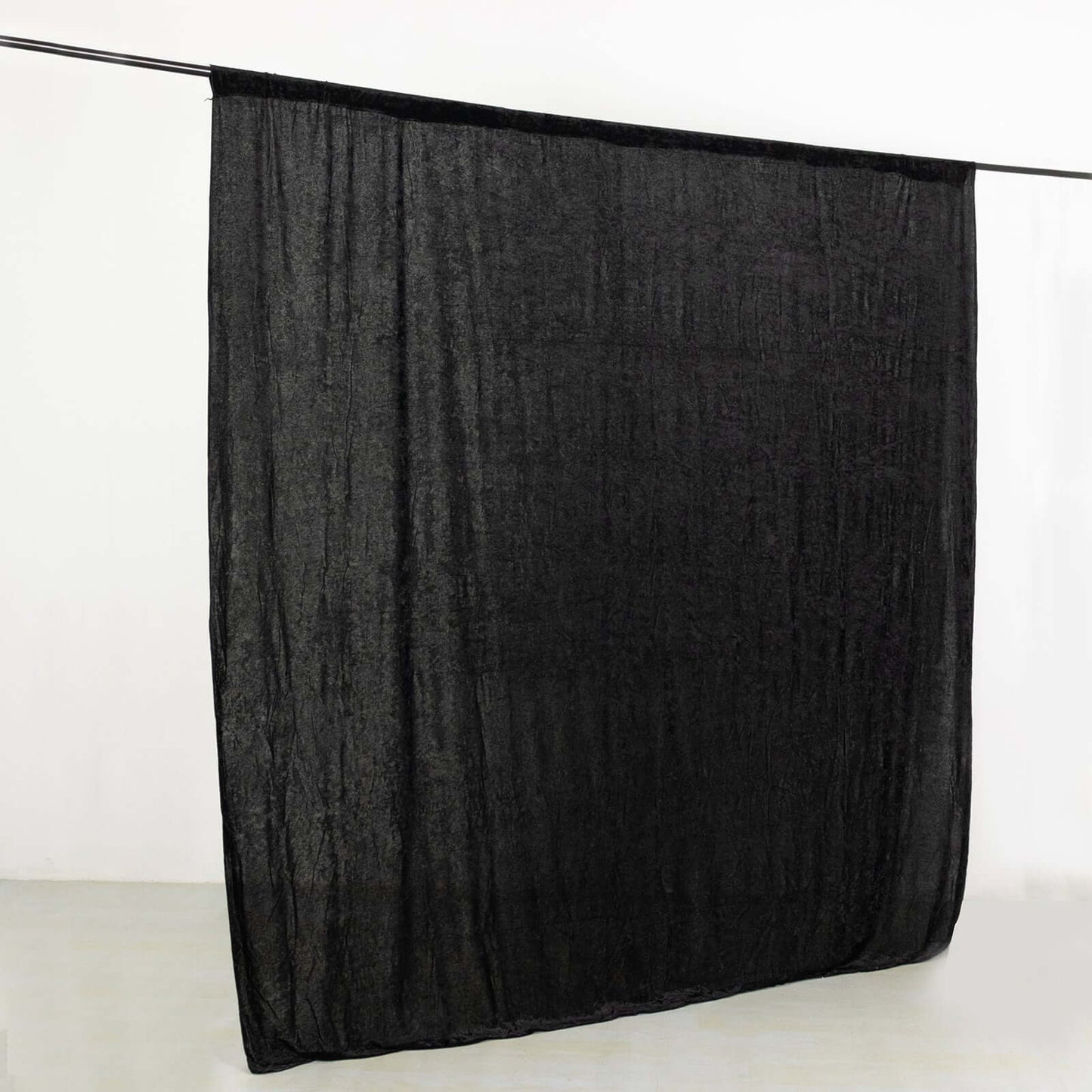 Black Crushed Velvet Backdrop Curtain â€“ 8ft x 8ft Event Drape with Rod Pocket, Privacy Panel for Photo Booths & Events