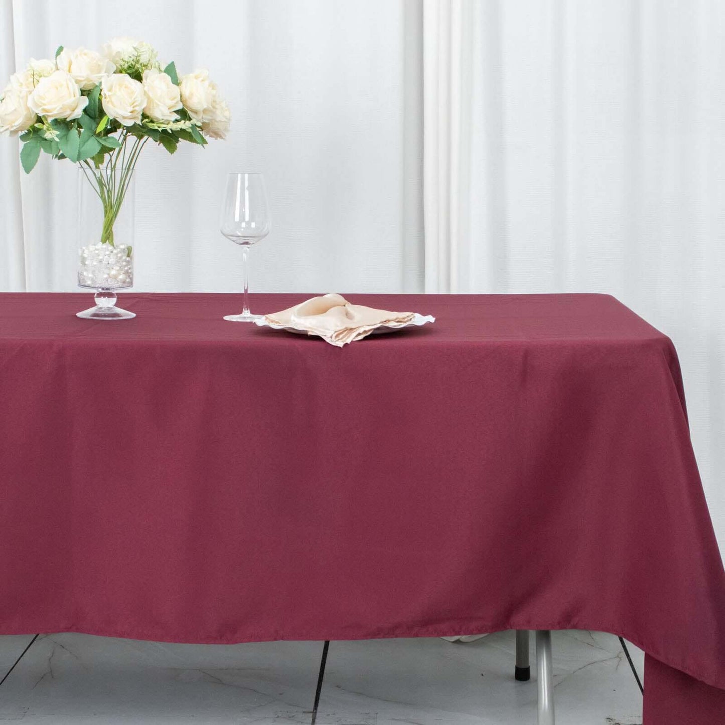 Premium Polyester 60"x102" Rectangle Tablecloth Burgundy - Durable 220GSM Wrinkle-Resistant Table Cover
