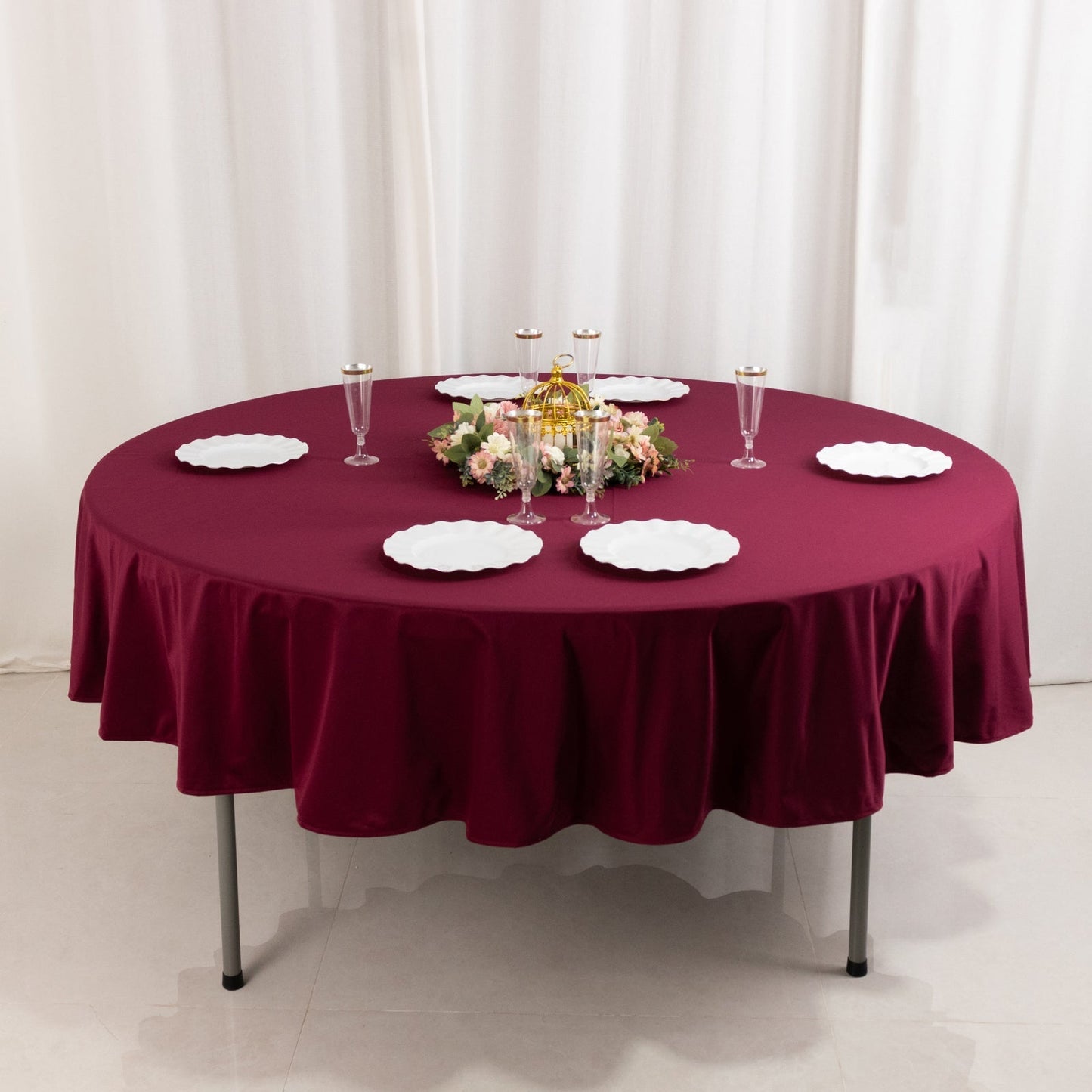 Scuba Round 90" Tablecloth Burgundy - Wrinkle Free & Stain Resistant Table Cover