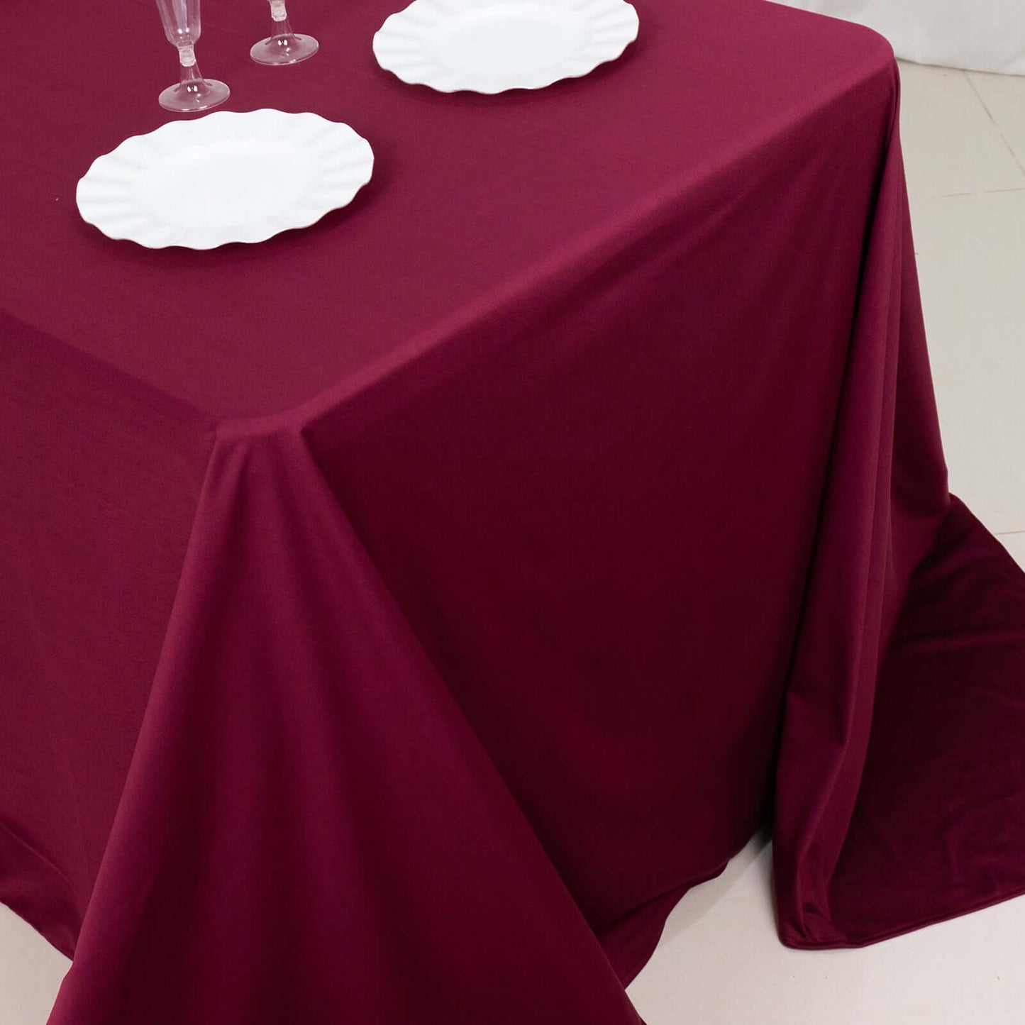 Scuba Rectangular 90"x132" Tablecloth Burgundy - Wrinkle Free, Stain Resistant & Seamless Table Cover