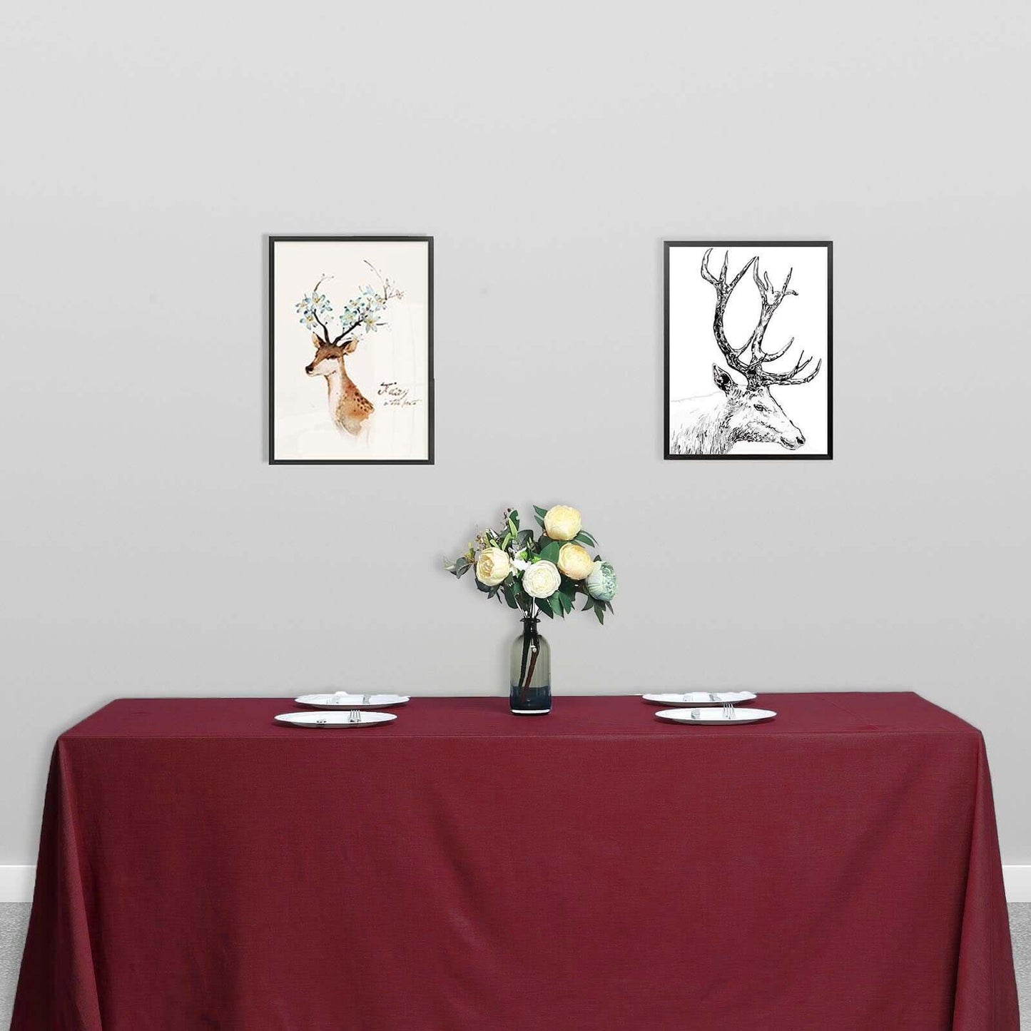 Polyester 90"x132" Rectangle Tablecloth Burgundy - Seamless Wrinkle-Resistant Table Cover