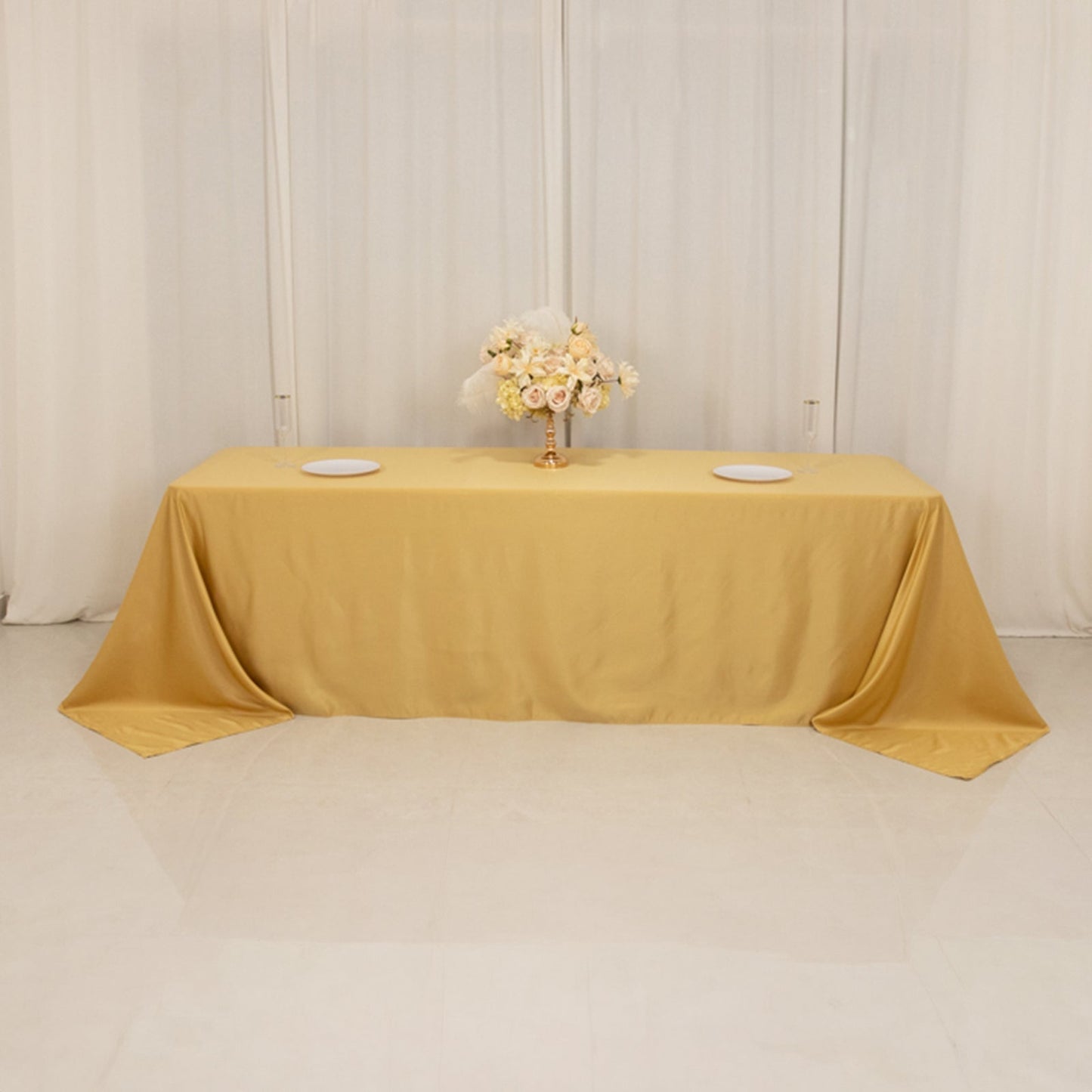 Lamour Satin 90"x156" Rectangle Tablecloth Champagne - Luxurious, Soft Seamless Table Cover